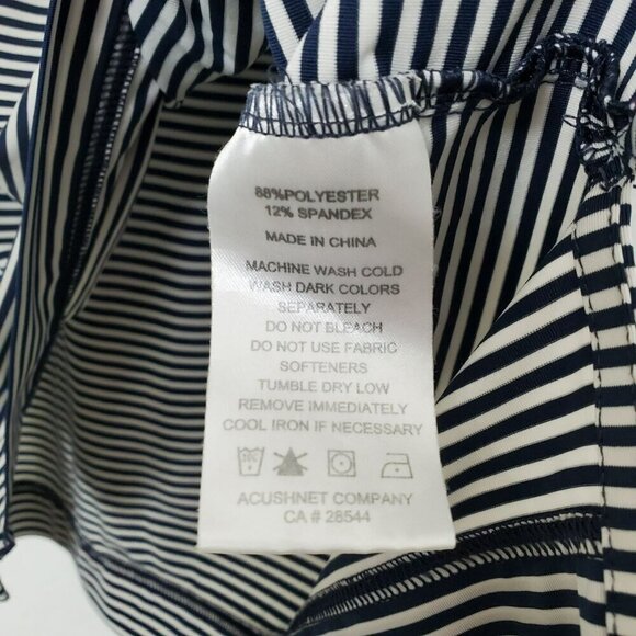 FootJoy Mens Golf Polo Size M Blue White Striped Short Sleeve Button LOGO - Picture 5 of 9